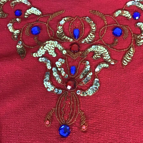 Diane Marco  Vintage sequins Embellished off the shoulder Sweater Women size 18W - Picture 5 of 9